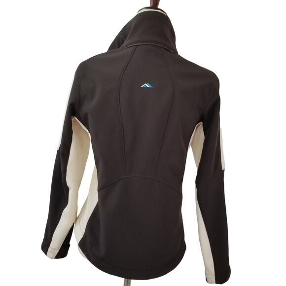 Denali Brown Cream Zip Front Soft Shell Jacket Coat Fleece Liner S - Picture 2 of 5